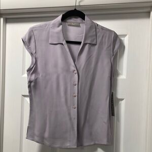 Kate Hill Purple Sleeveless Fitted Button Down Shirt